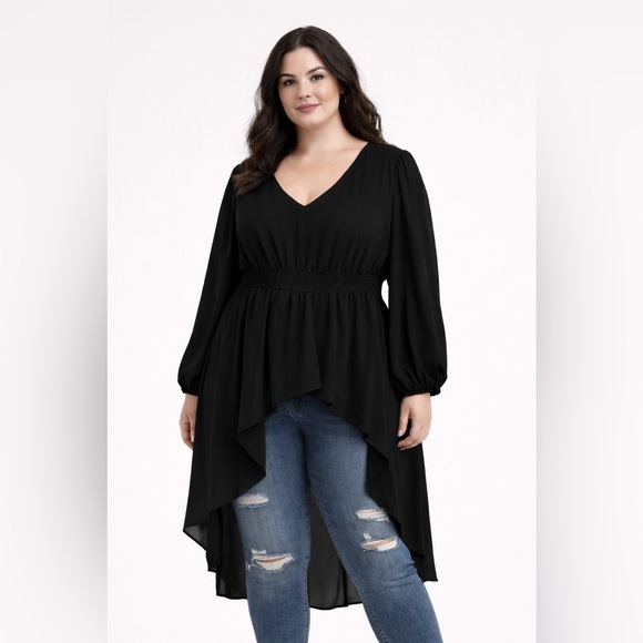 torrid Tops - NWT Torrid Black vneck hi lo tunic blouse sz 3X